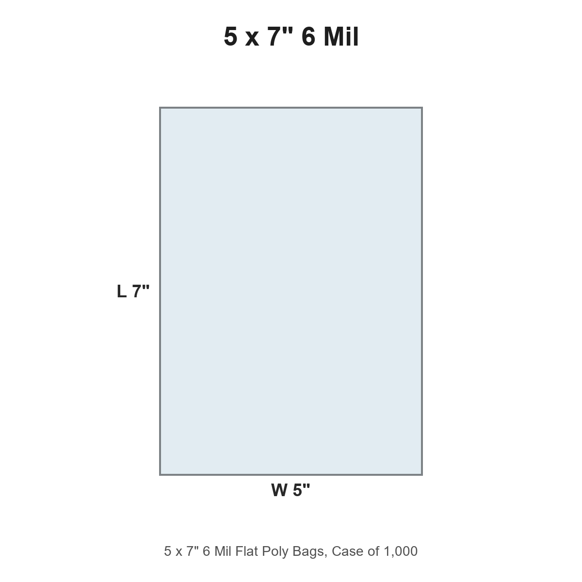 5 x 7" 6 Mil Flat Poly Bags