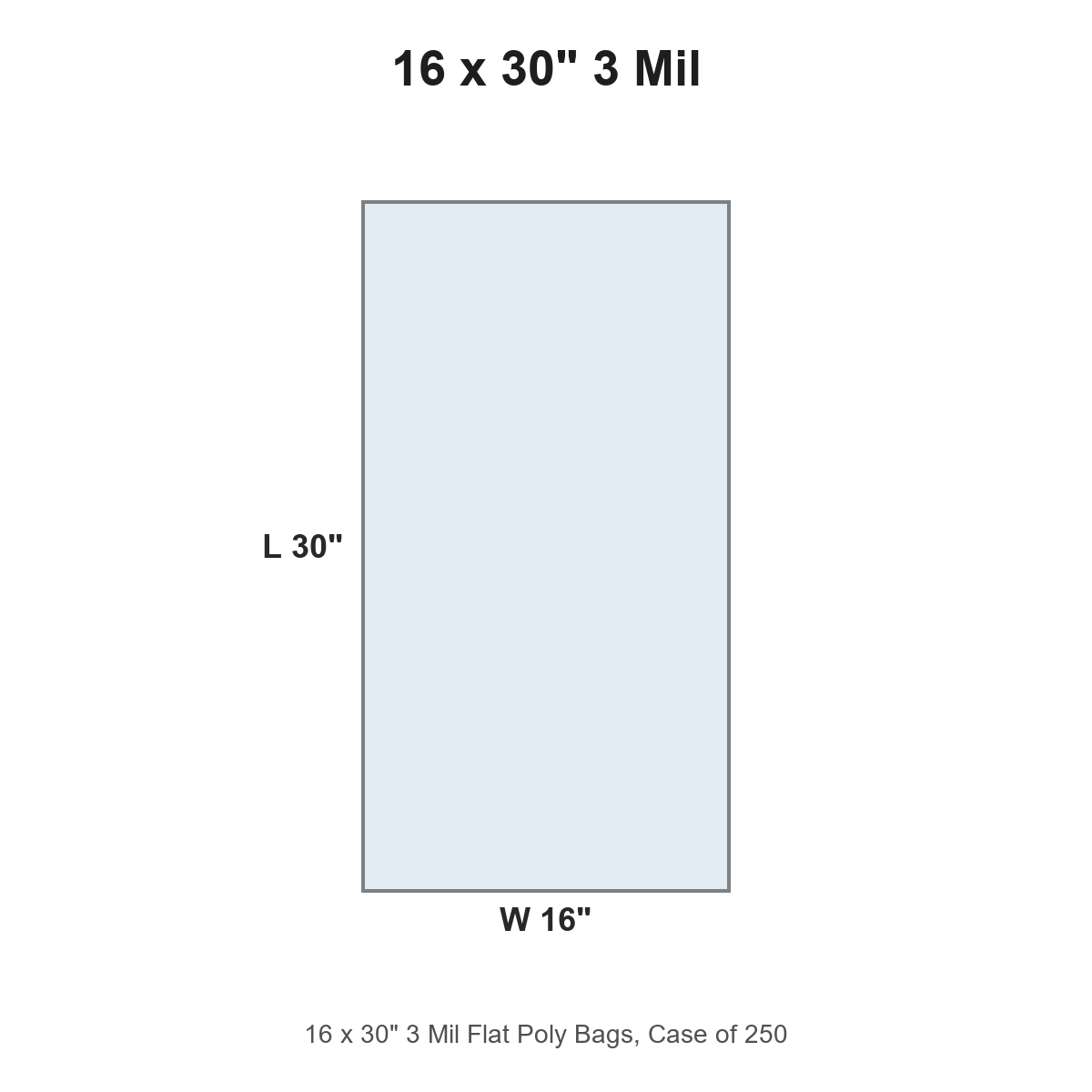 16 x 30" 3 Mil Flat Poly Bags