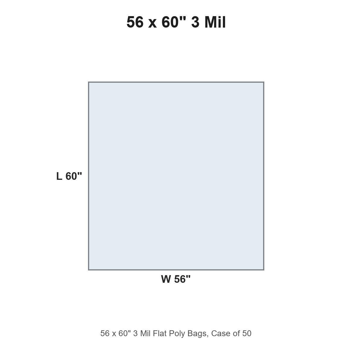 56 x 60" 3 Mil Flat Poly Bags