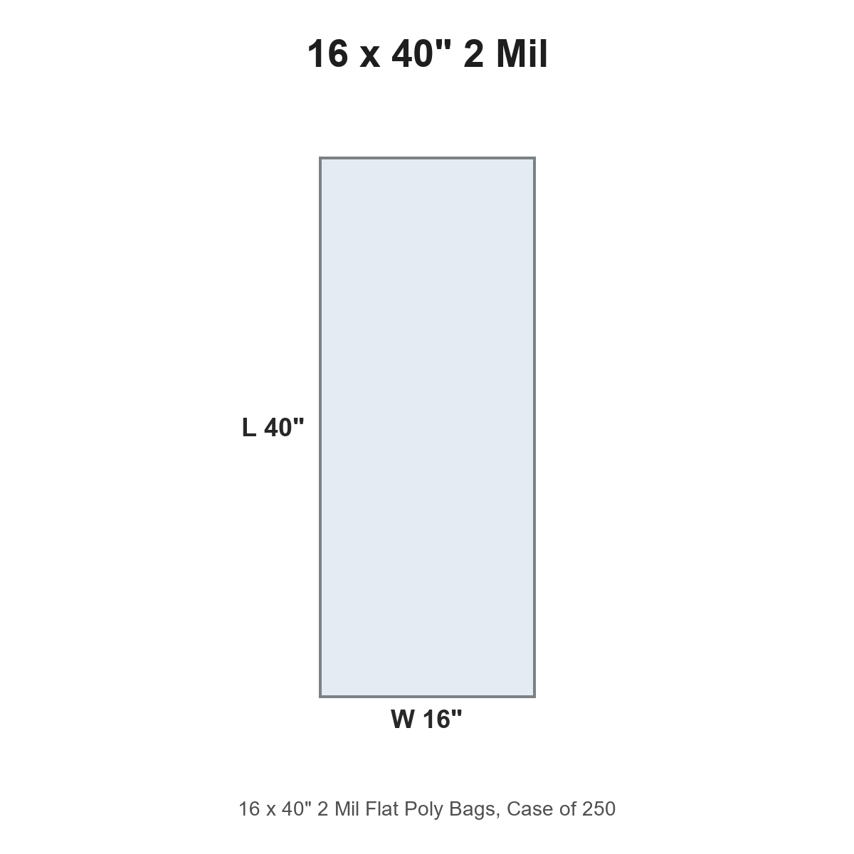 16 x 40" 2 Mil Flat Poly Bags