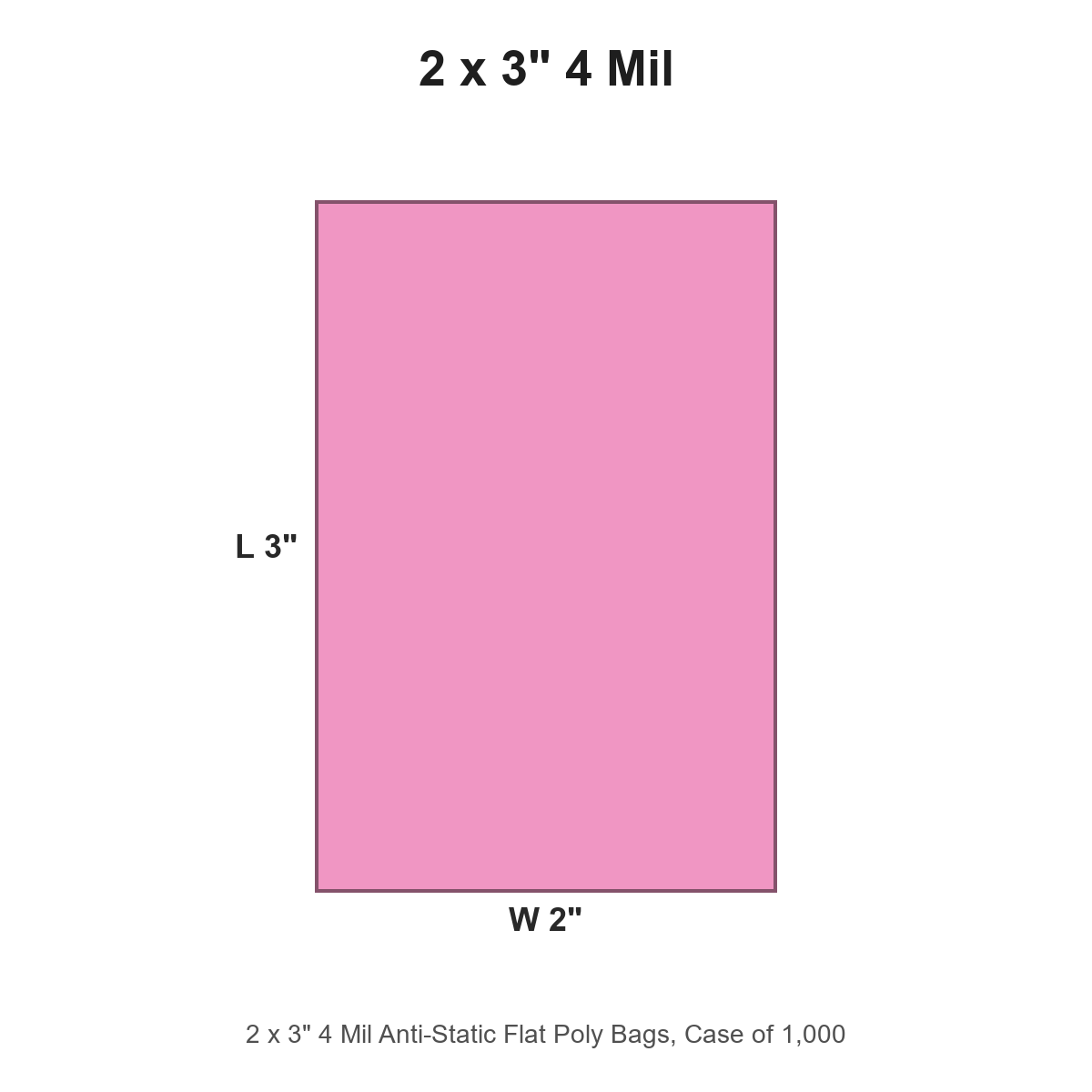 2 x 3" 4 Mil Anti-Static Flat Poly Bags