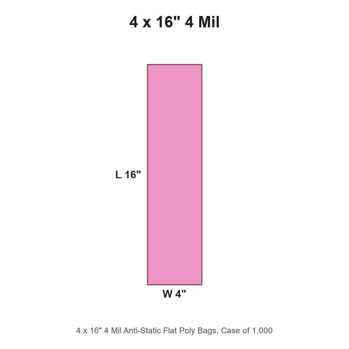 4 x 16" 4 Mil Anti-Static Flat Poly Bags