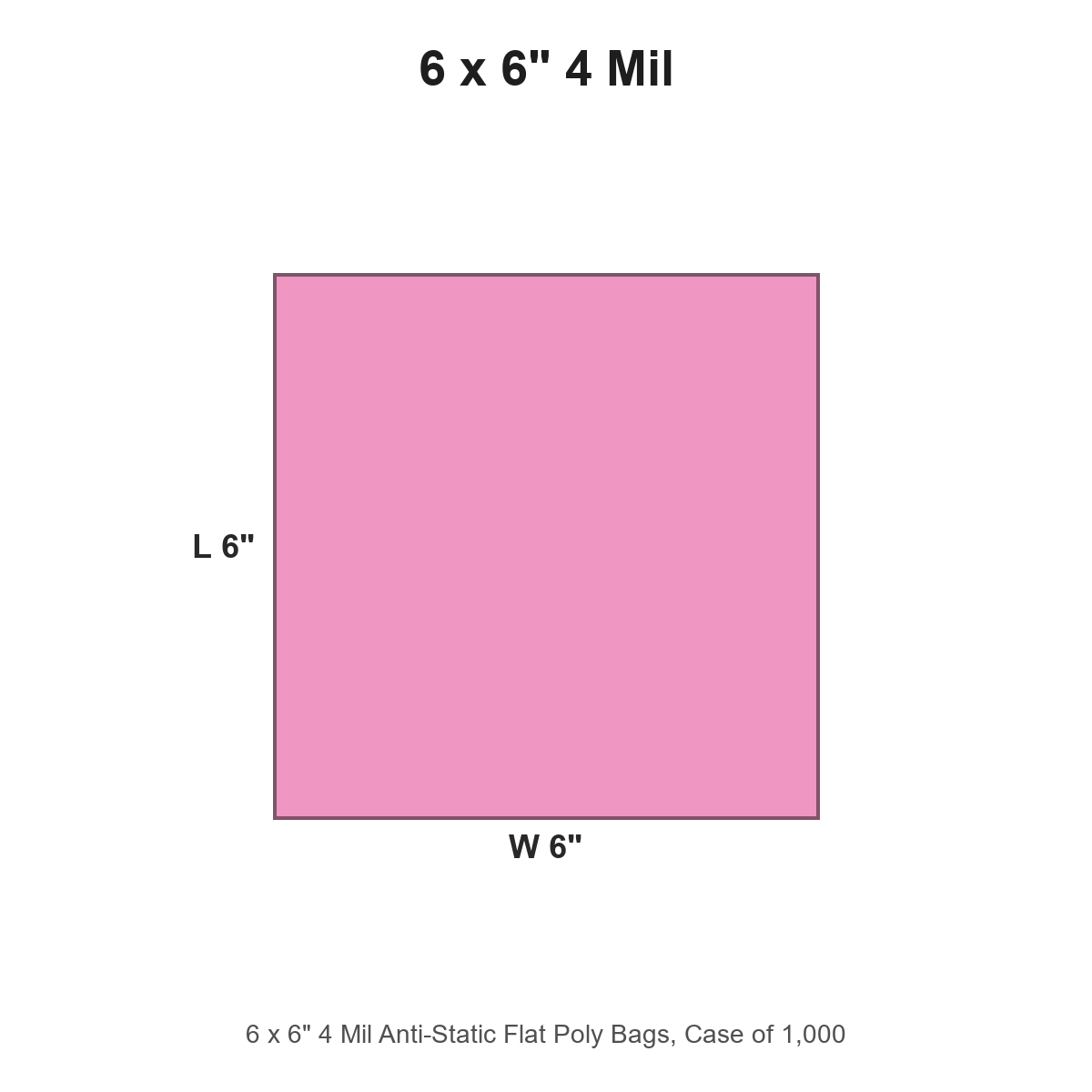 6 x 6" 4 Mil Anti-Static Flat Poly Bags