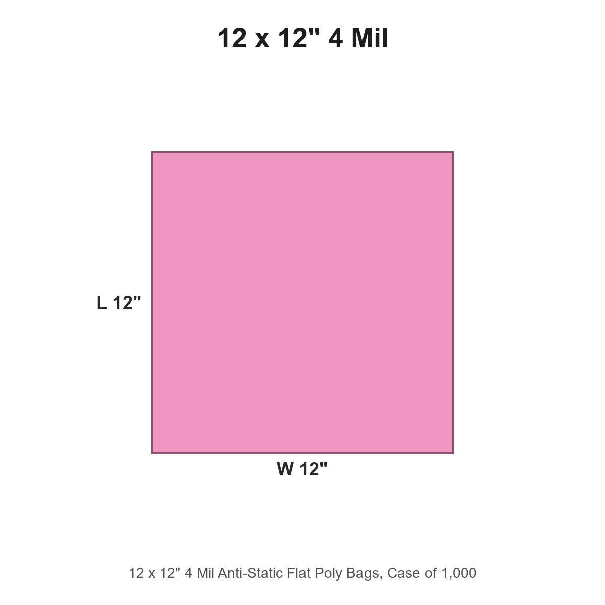 12 x 12" 4 Mil Anti-Static Flat Poly Bags