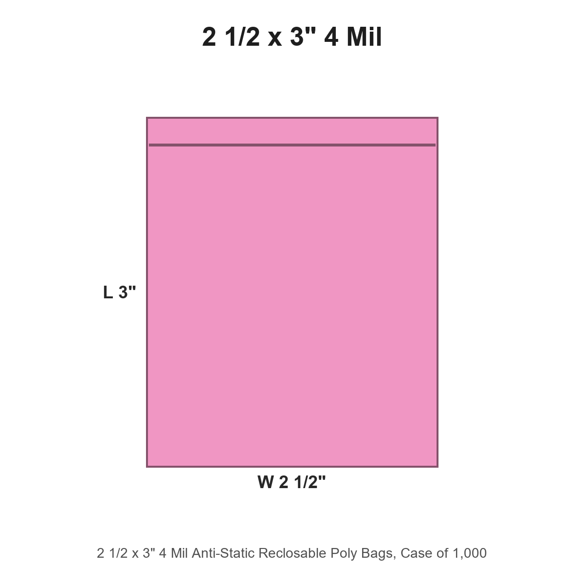 2 1/2 x 3" 4 Mil Anti-Static Reclosable Poly Bags