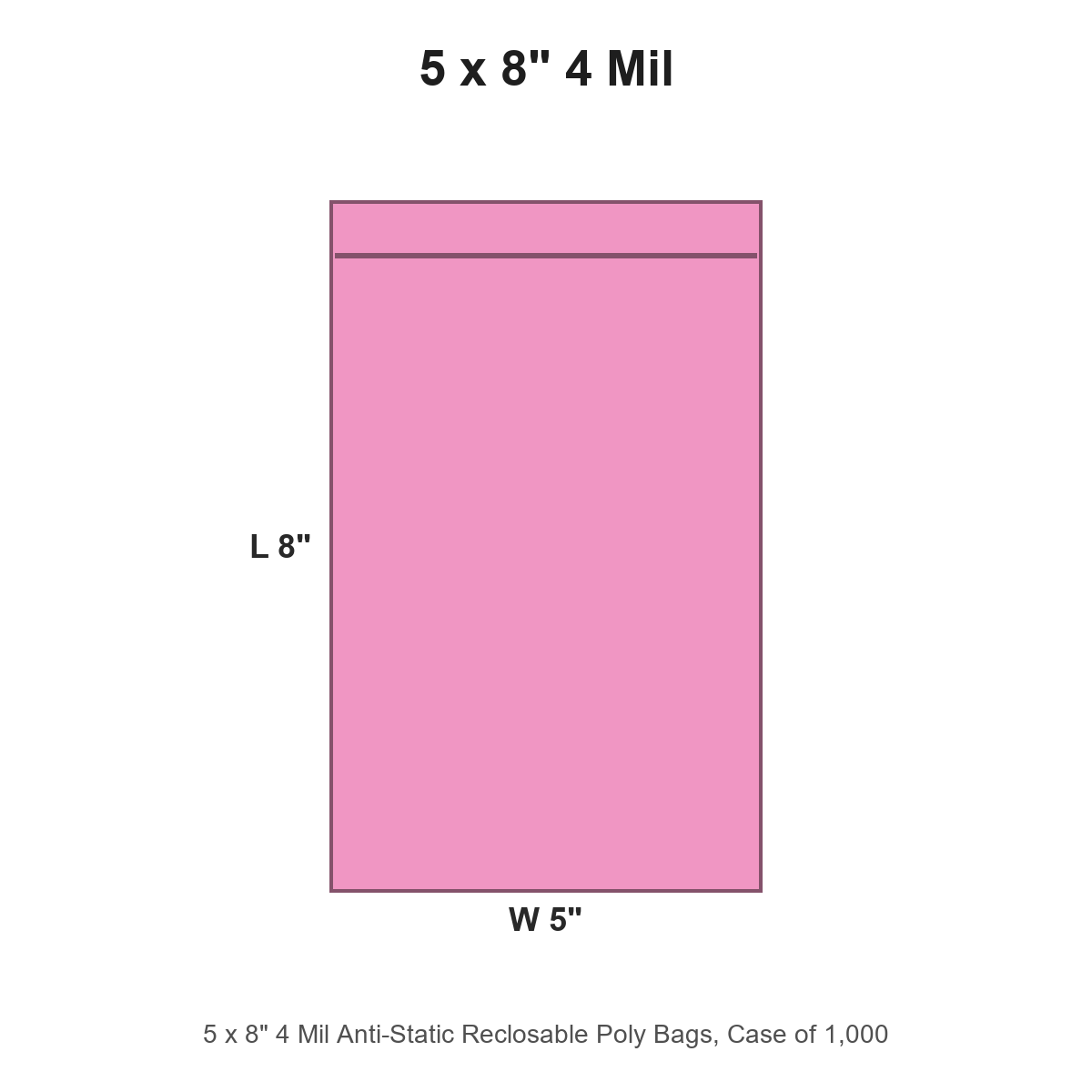 5 x 8" 4 Mil Anti-Static Reclosable Poly Bags