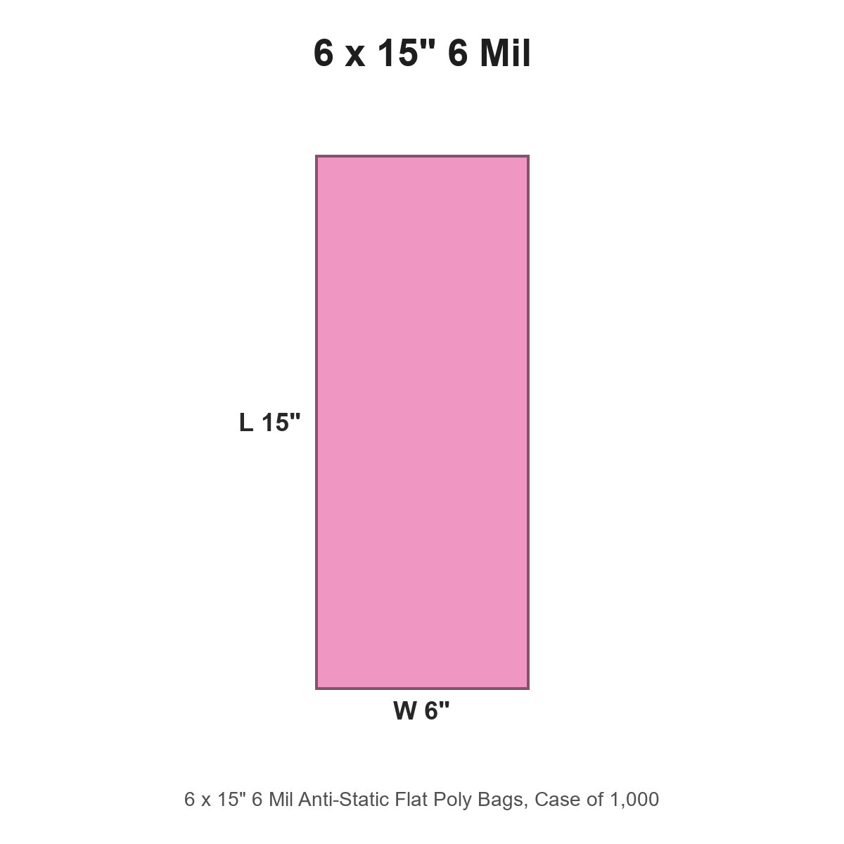 6 x 15" 6 Mil Anti-Static Flat Poly Bags