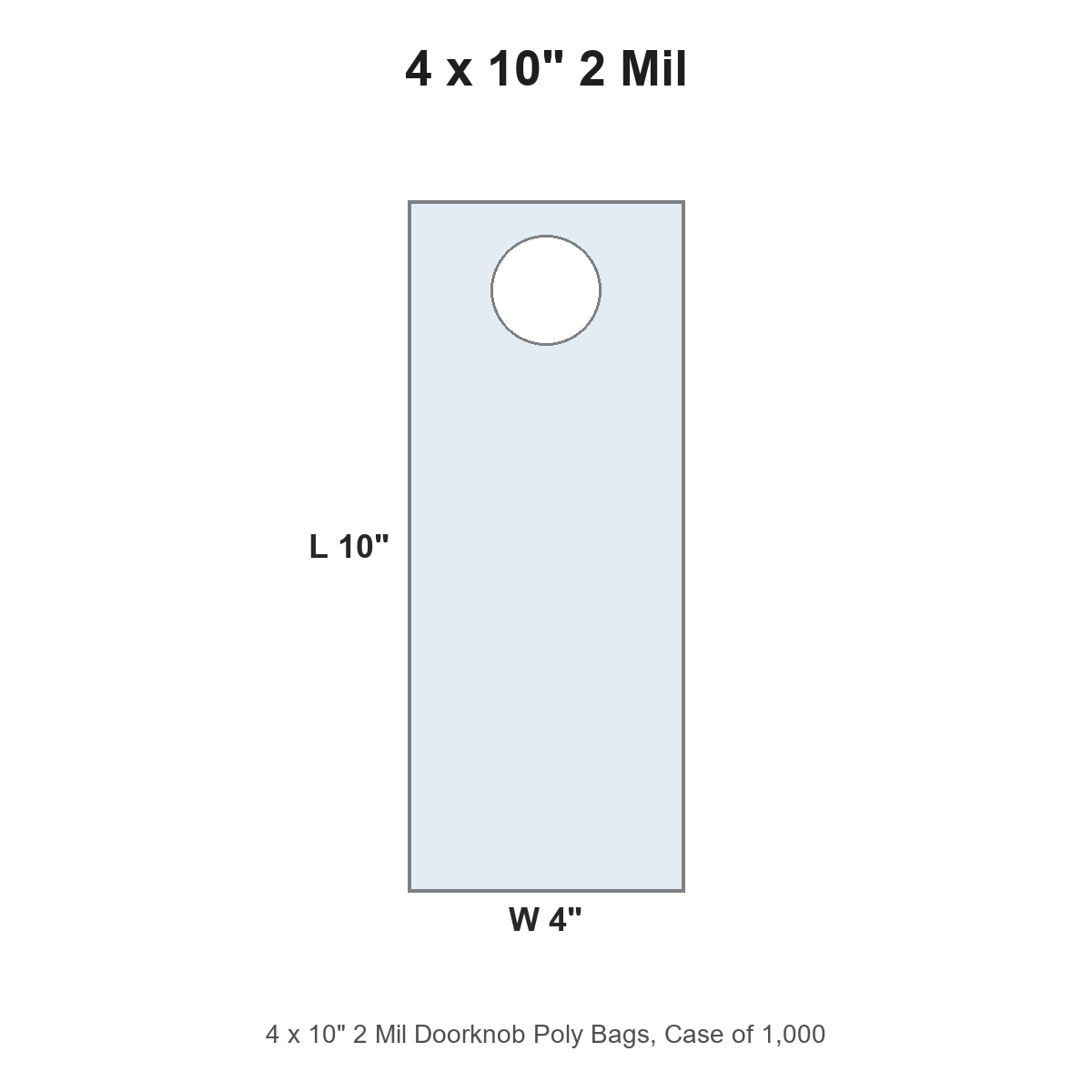 4 x 10" 2 Mil Doorknob Poly Bags