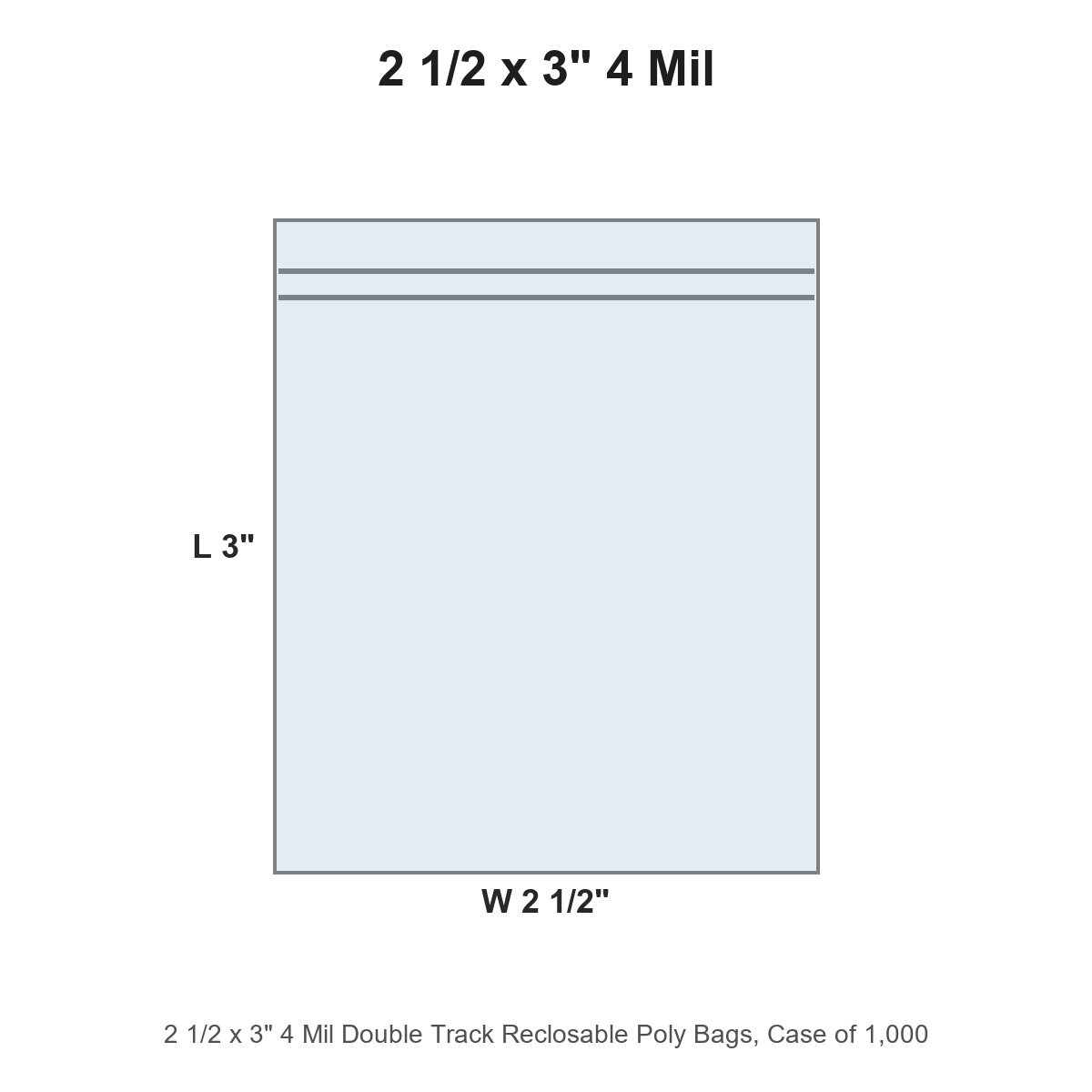 2 1/2 x 3" 4 Mil Double Track Reclosable Poly Bags