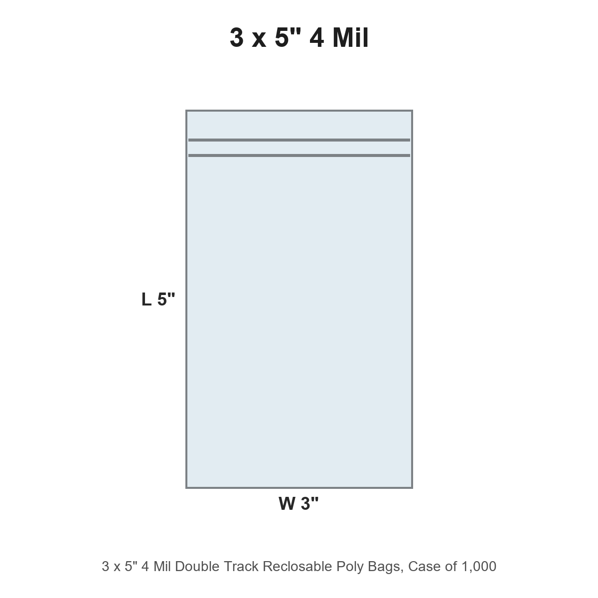 3 x 5" 4 Mil Double Track Reclosable Poly Bags