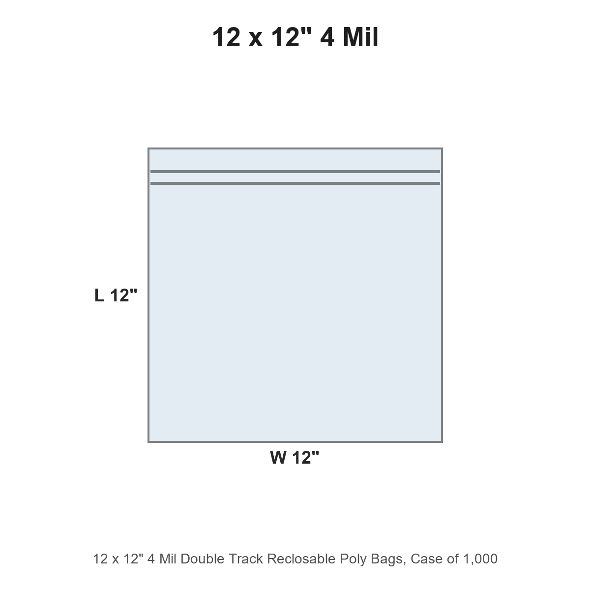 12 x 12" 4 Mil Double Track Reclosable Poly Bags