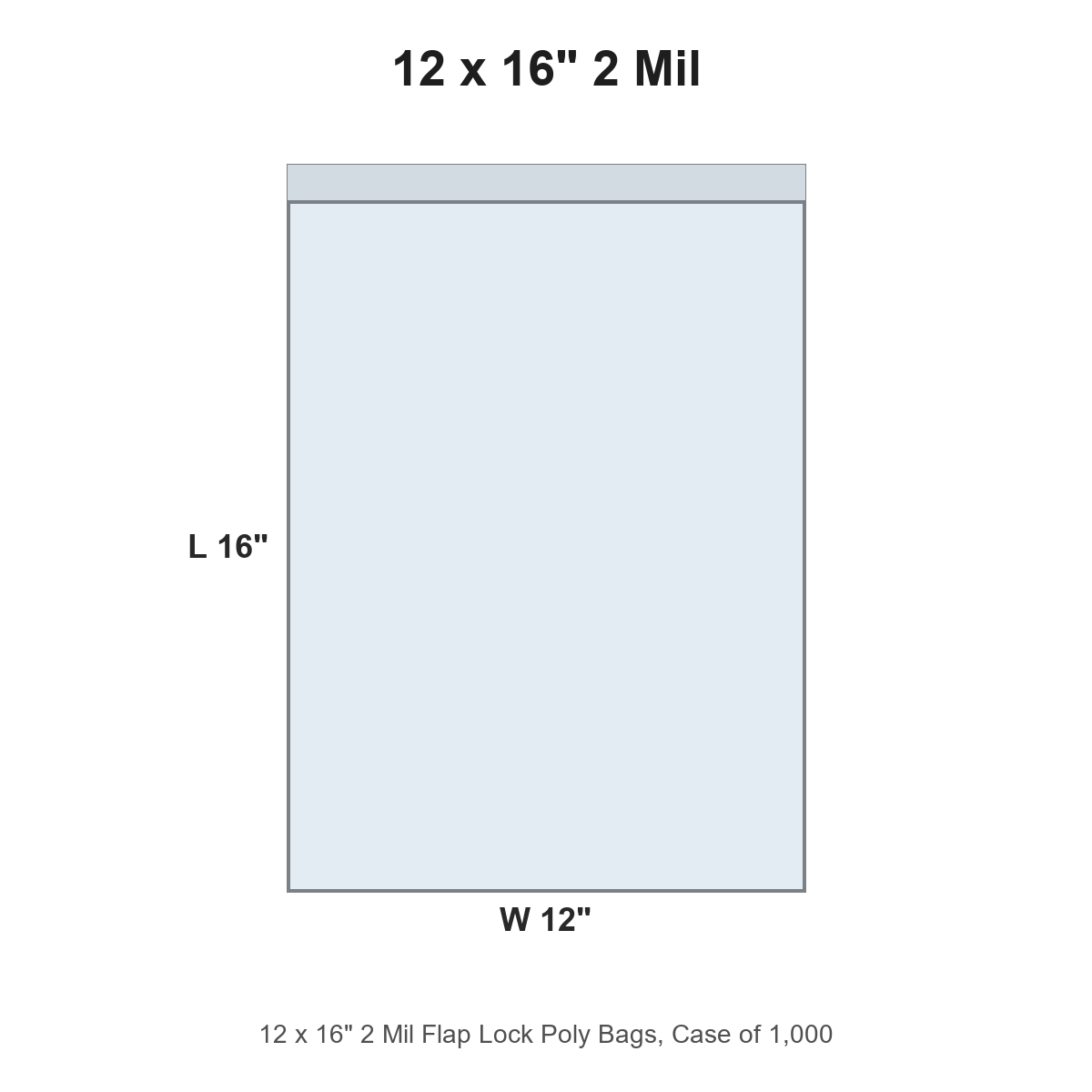 12 x 16" 2 Mil Flap Lock Poly Bags