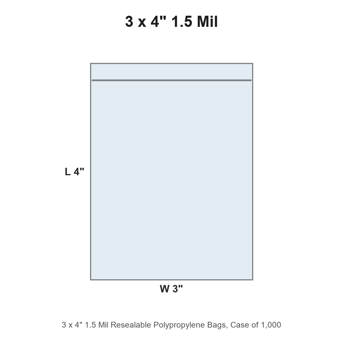 3 x 4" 1.5 Mil Resealable Polypropylene Bags