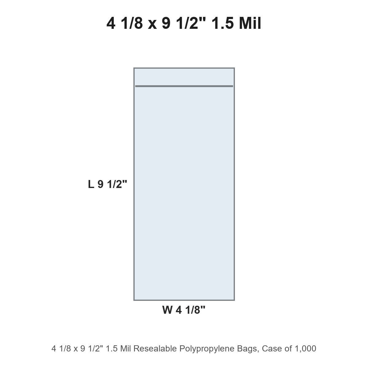 4 1/8 x 9 1/2" 1.5 Mil Resealable Polypropylene Bags