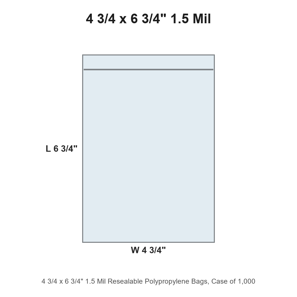 4 3/4 x 6 3/4" 1.5 Mil Resealable Polypropylene Bags