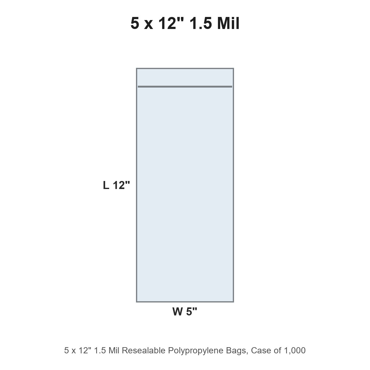 5 x 12" 1.5 Mil Resealable Polypropylene Bags
