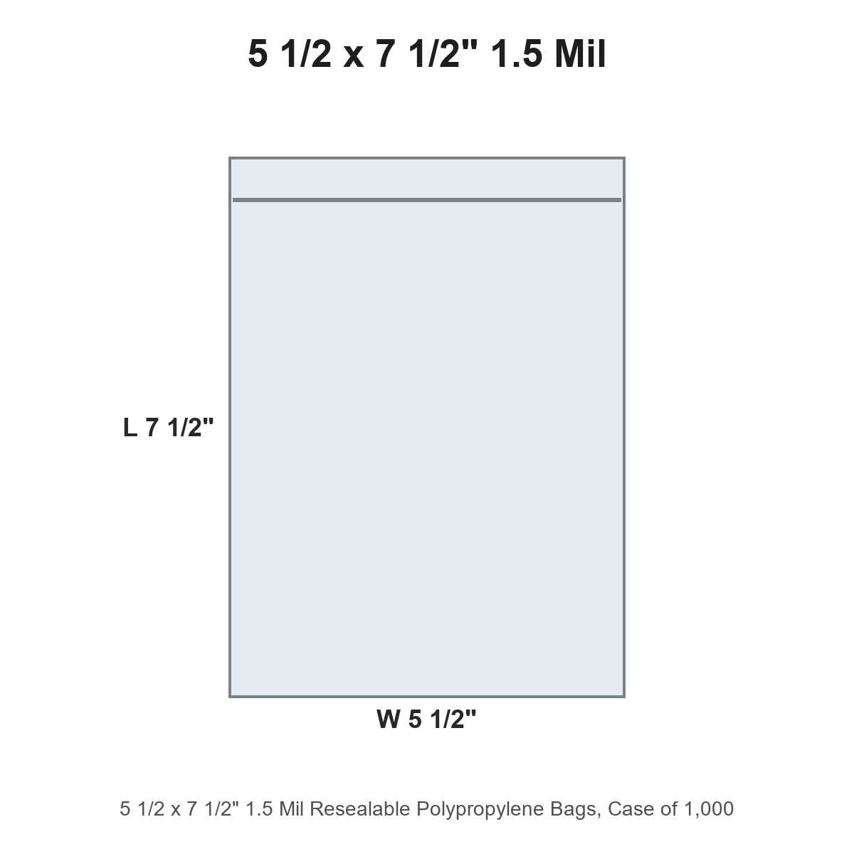 5 1/2 x 7 1/2" 1.5 Mil Resealable Polypropylene Bags