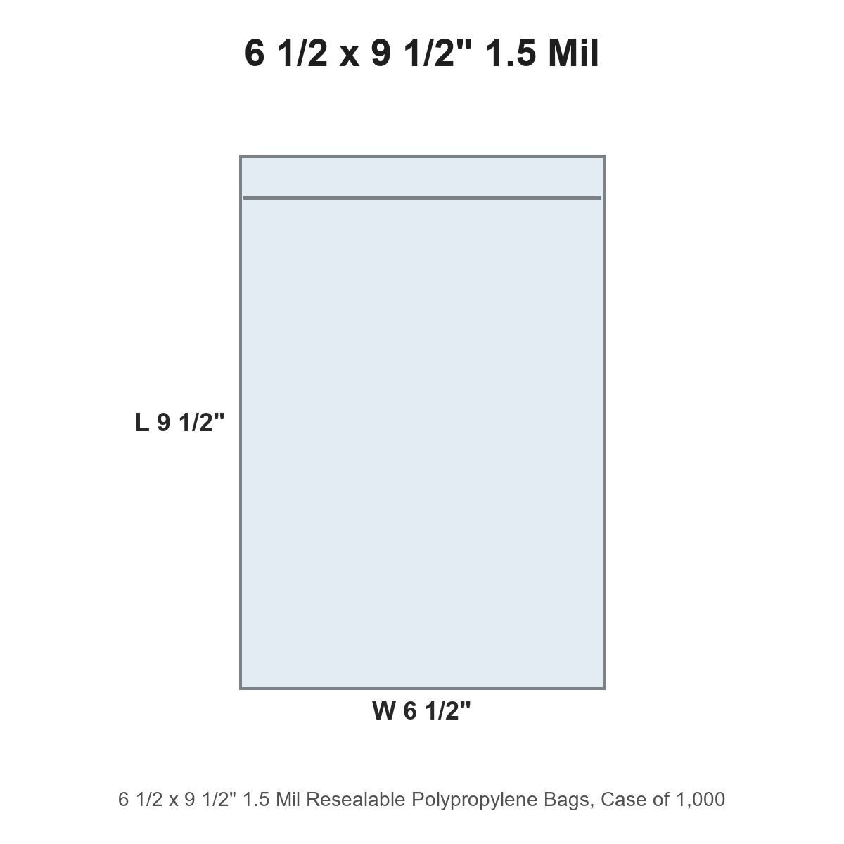 6 1/2 x 9 1/2" 1.5 Mil Resealable Polypropylene Bags