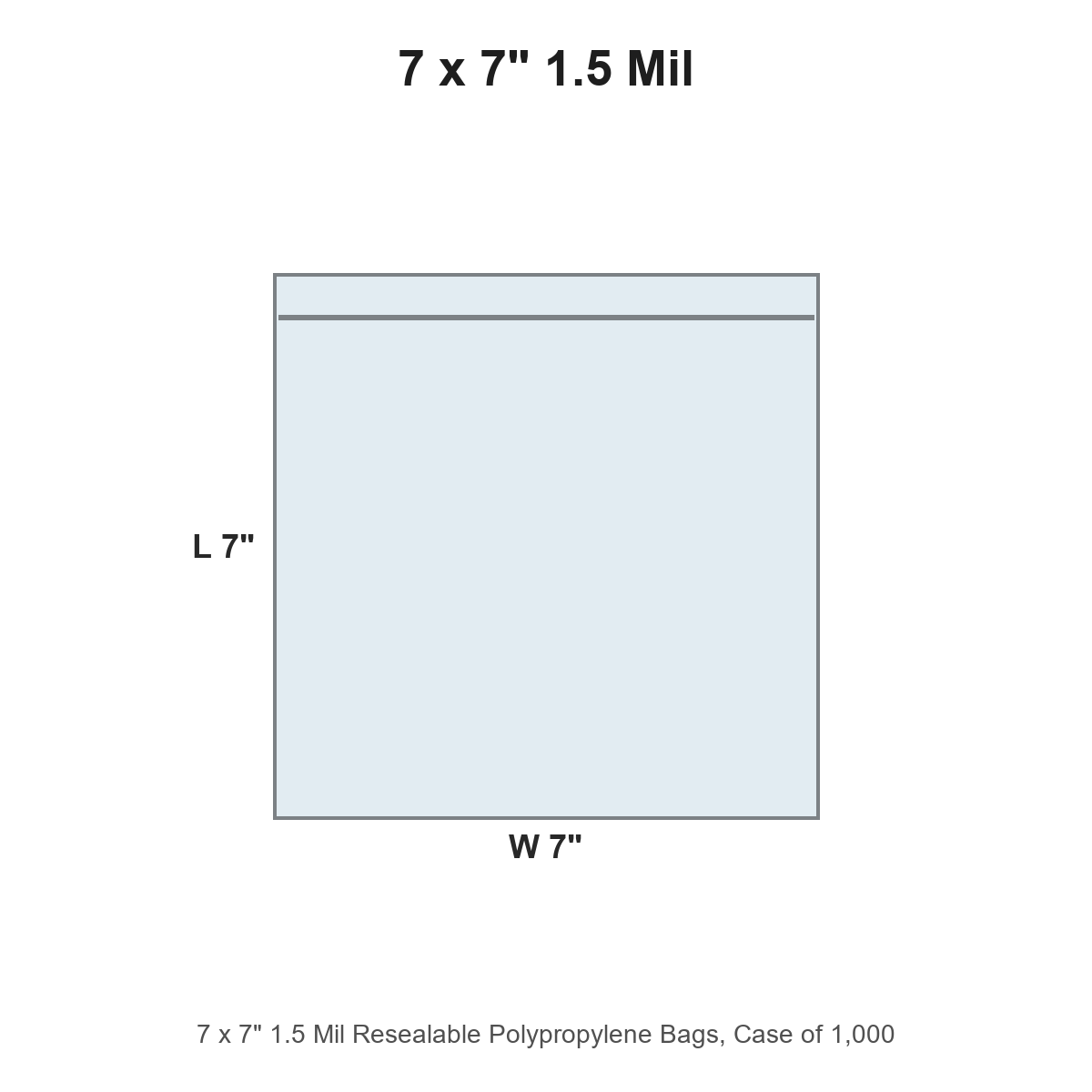 7 x 7" 1.5 Mil Resealable Polypropylene Bags