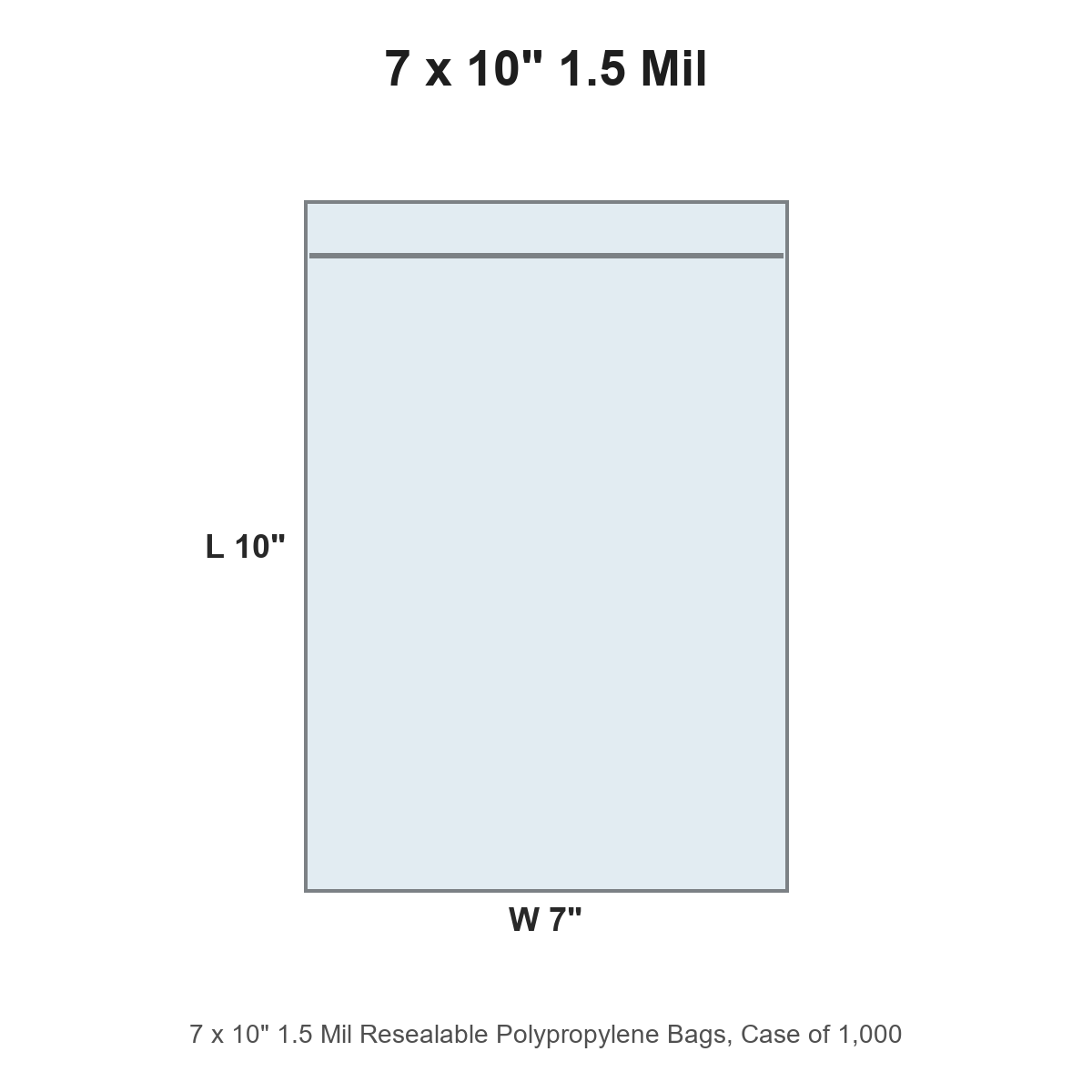 7 x 10" 1.5 Mil Resealable Polypropylene Bags