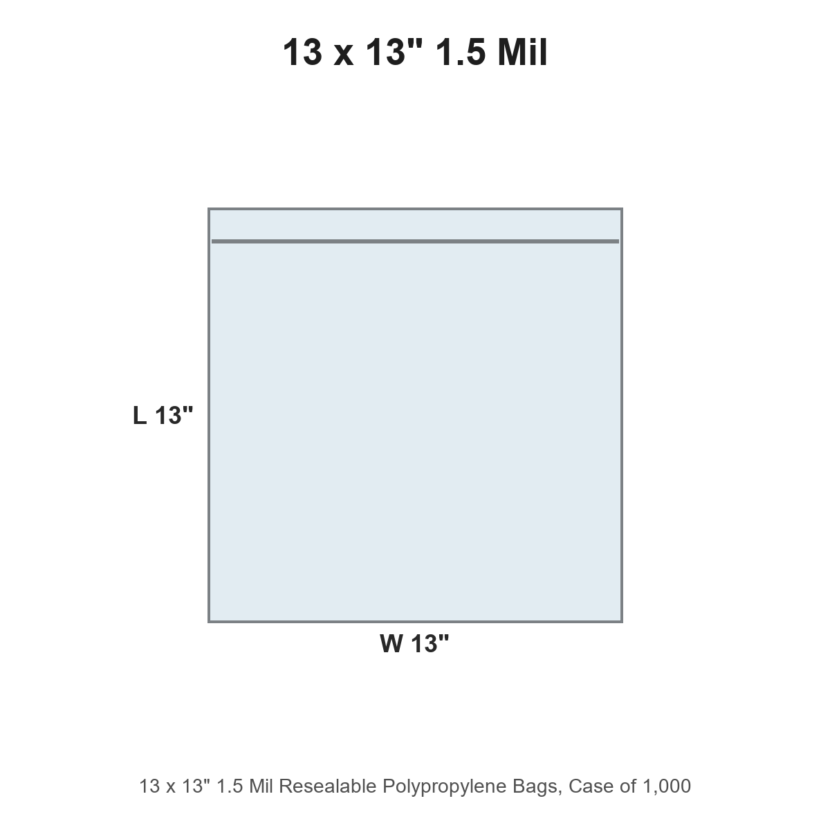 13 x 13" 1.5 Mil Resealable Polypropylene Bags