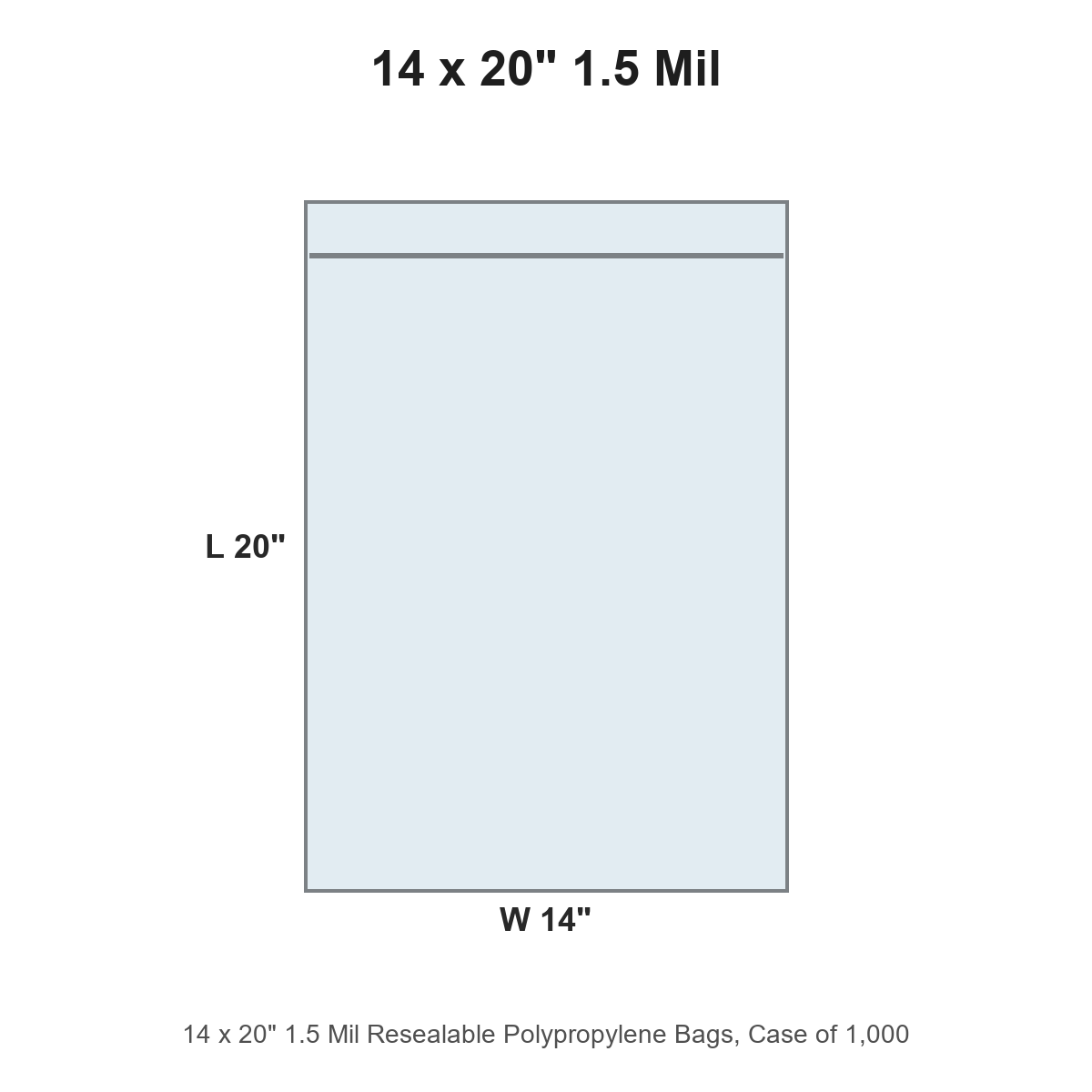 14 x 20" 1.5 Mil Resealable Polypropylene Bags