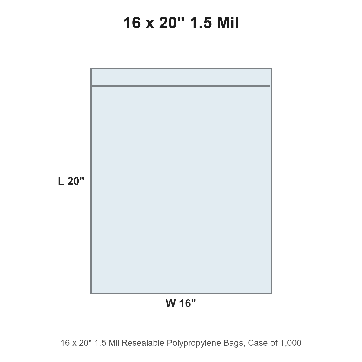 16 x 20" 1.5 Mil Resealable Polypropylene Bags