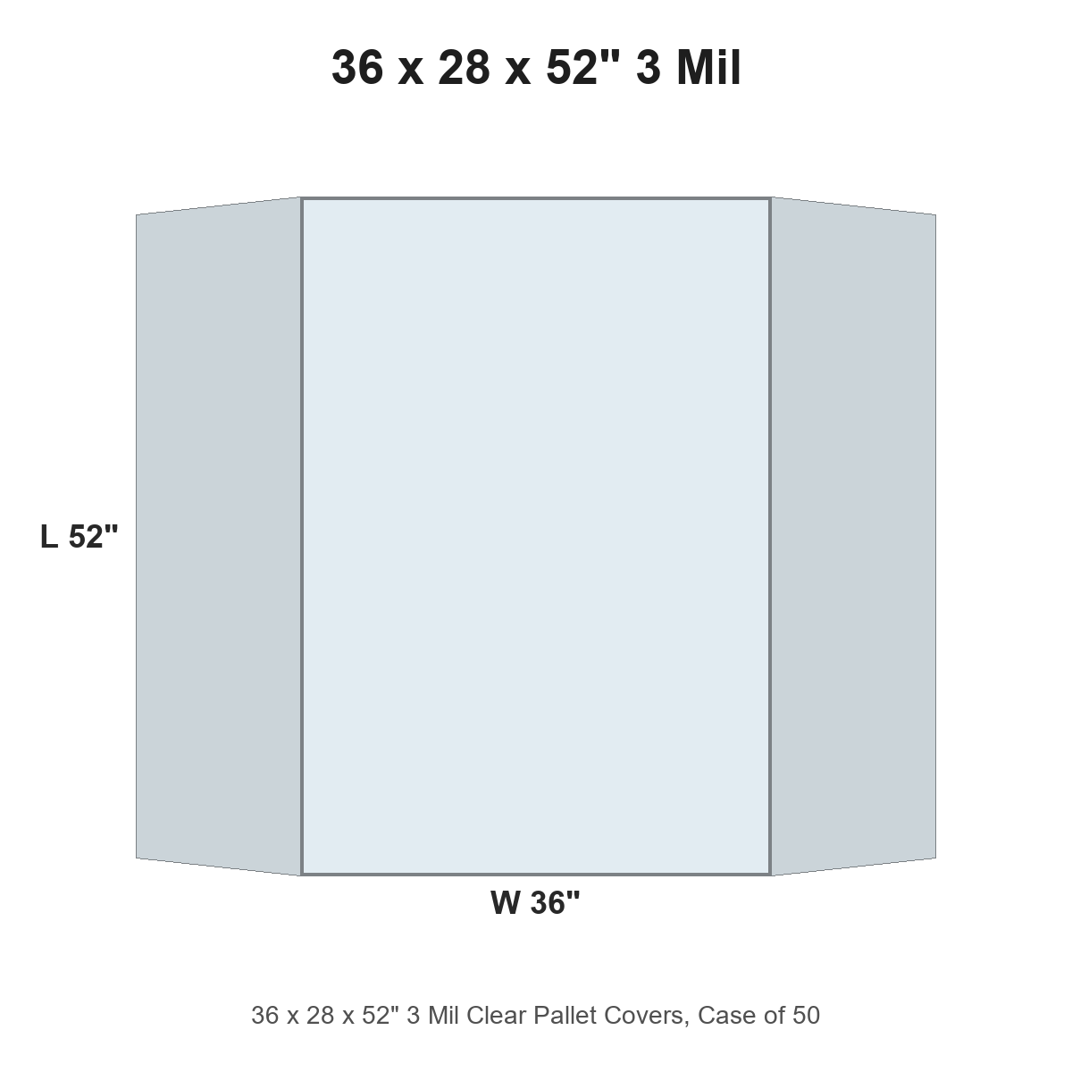 36 x 28 x 52" 3 Mil Clear Pallet Covers