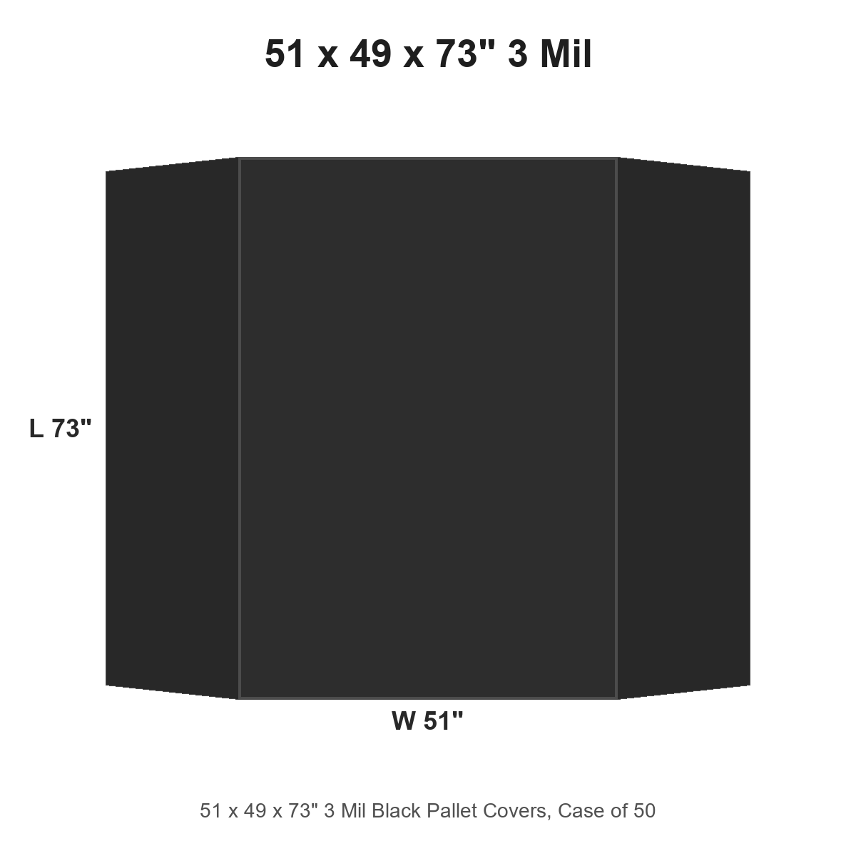 51 x 49 x 73" 3 Mil Black Pallet Covers
