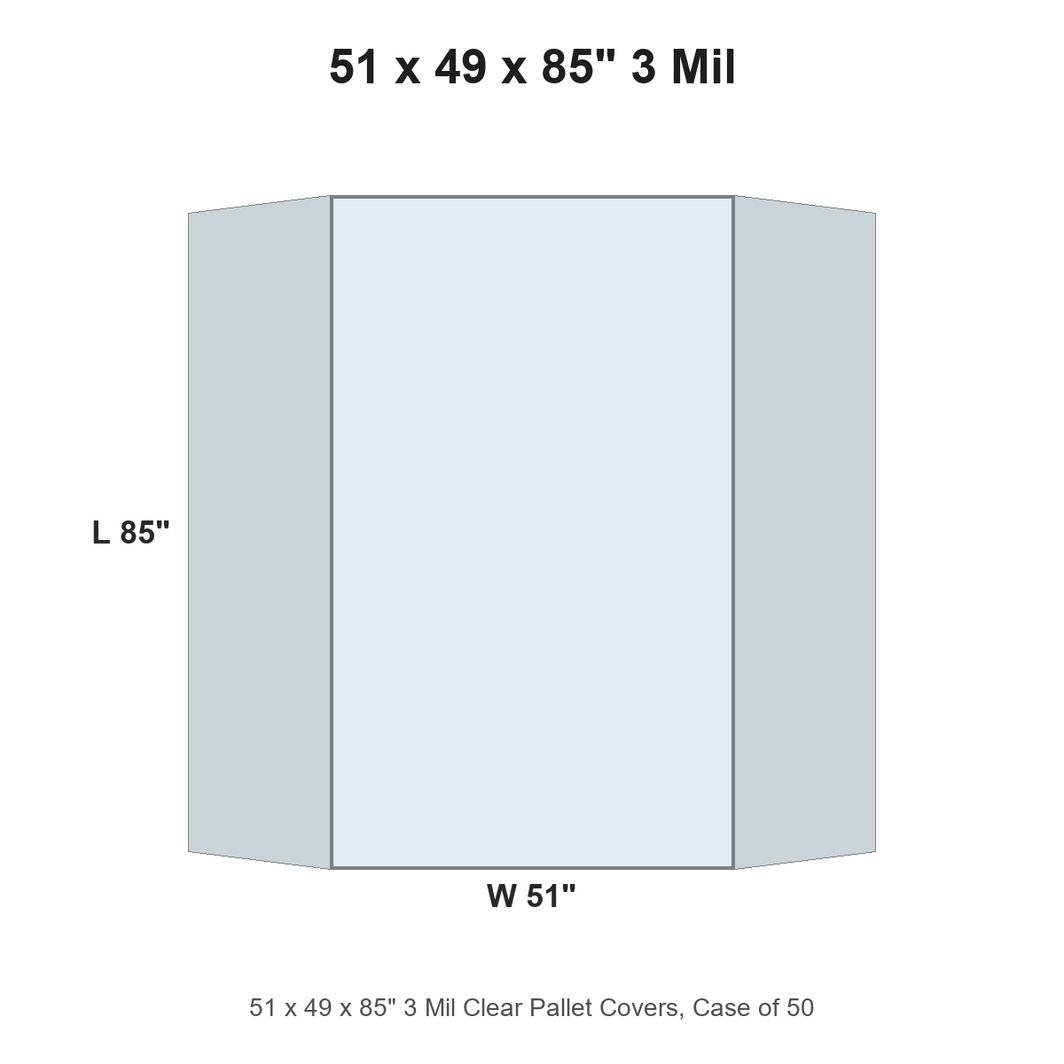 51 x 49 x 85" 3 Mil Clear Pallet Covers