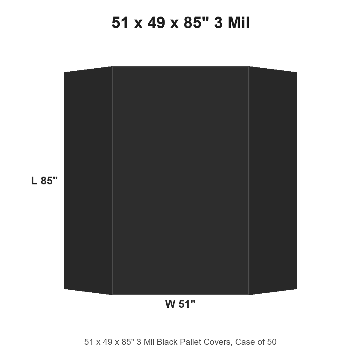 51 x 49 x 85" 3 Mil Black Pallet Covers