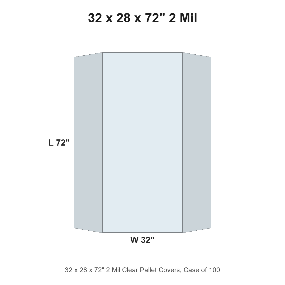 32 x 28 x 72" 2 Mil Clear Pallet Covers
