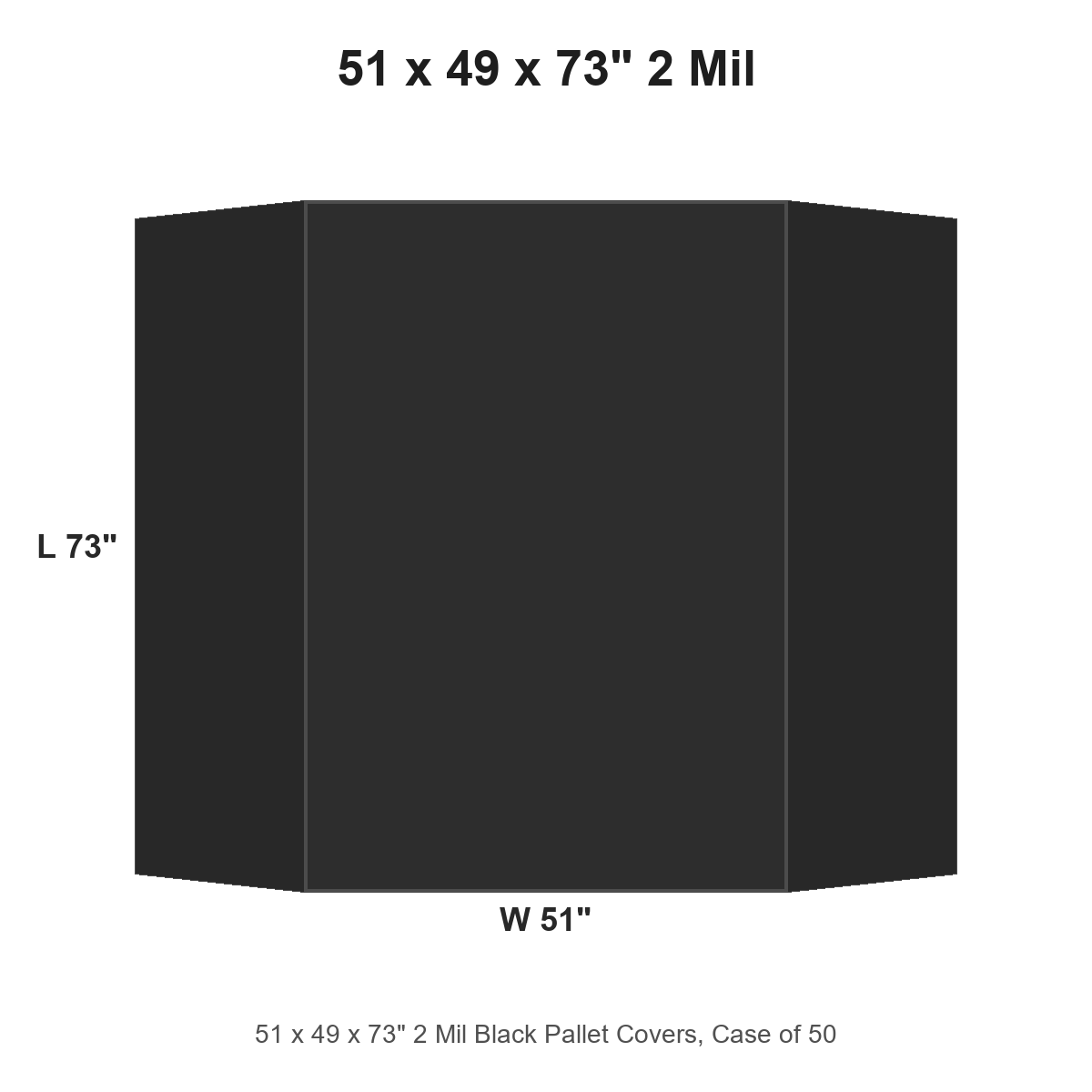51 x 49 x 73" 2 Mil Black Pallet Covers