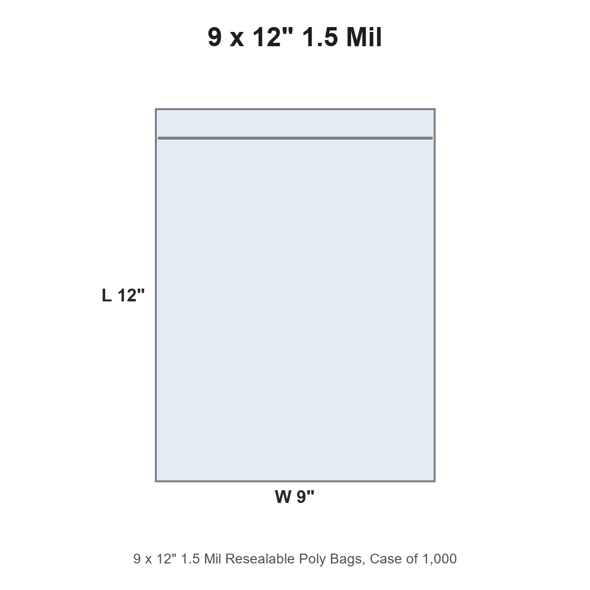 9 x 12" 1.5 Mil Resealable Poly Bags