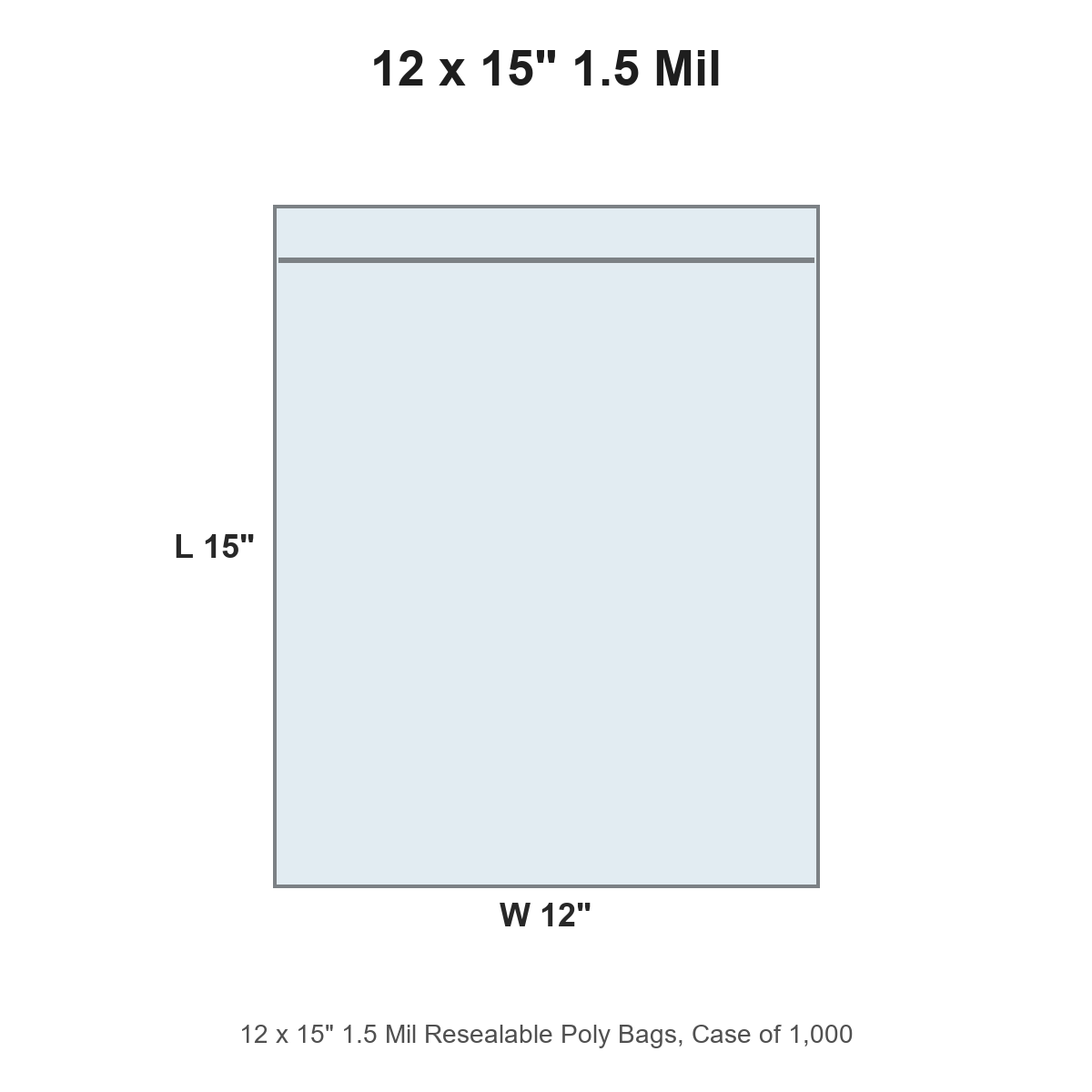 12 x 15" 1.5 Mil Resealable Poly Bags