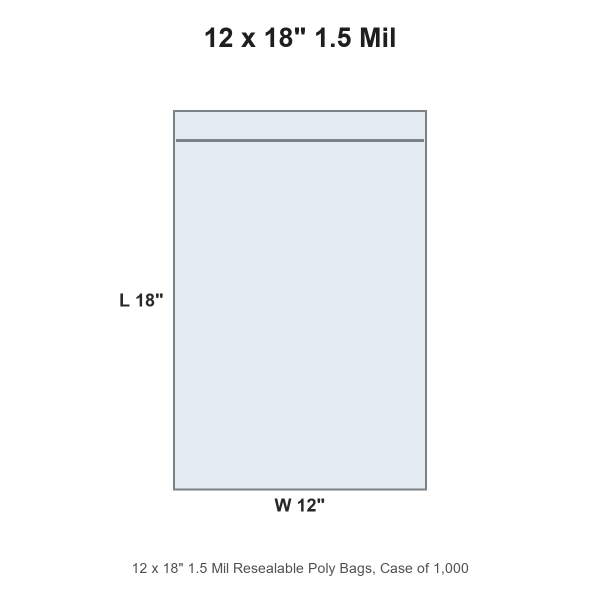 12 x 18" 1.5 Mil Resealable Poly Bags