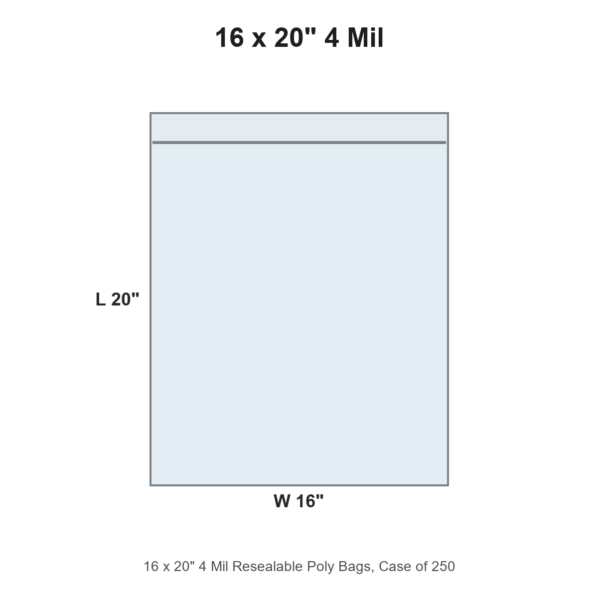 16 x 20" 4 Mil Resealable Poly Bags