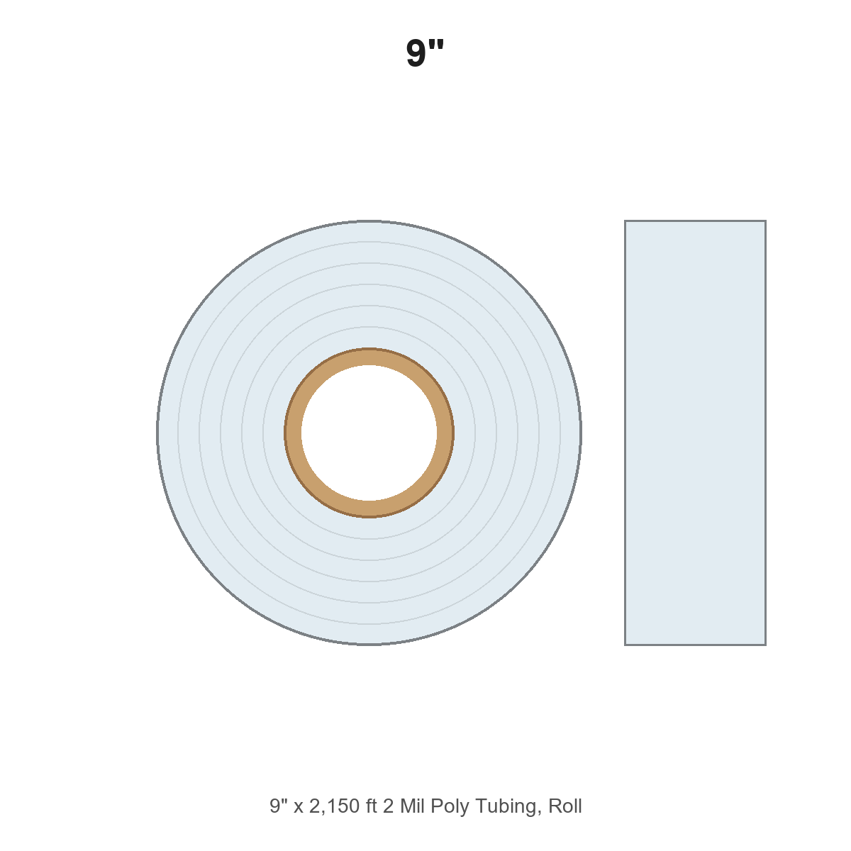 9" x 2,150 ft 2 Mil Poly Tubing, Roll