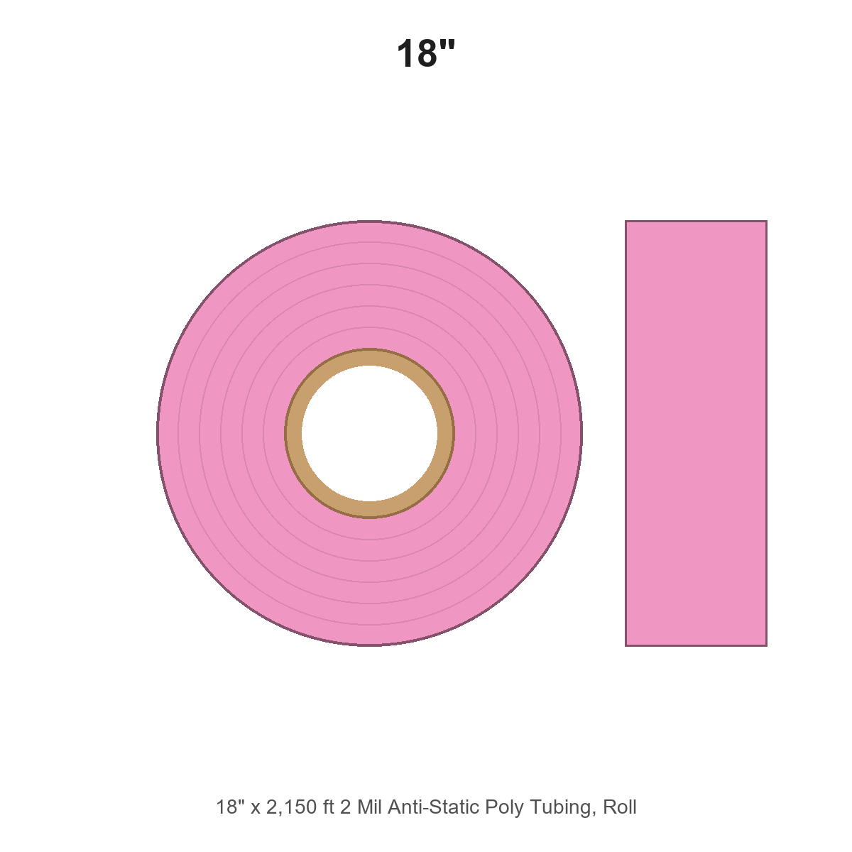 18" x 2,150 ft 2 Mil Anti-Static Poly Tubing, Roll