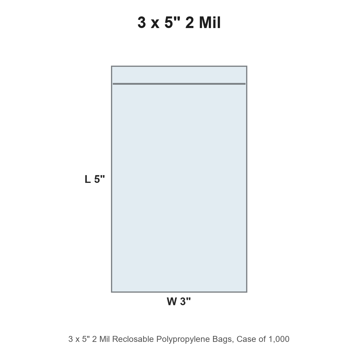3 x 5" 2 Mil Reclosable Polypropylene Bags