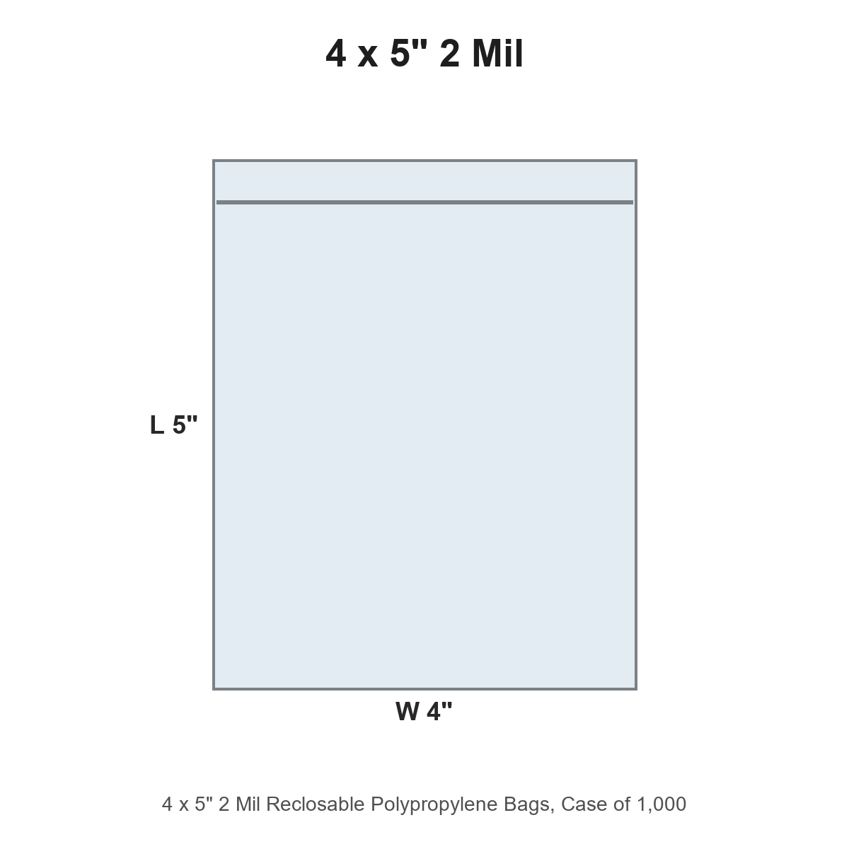 4 x 5" 2 Mil Reclosable Polypropylene Bags