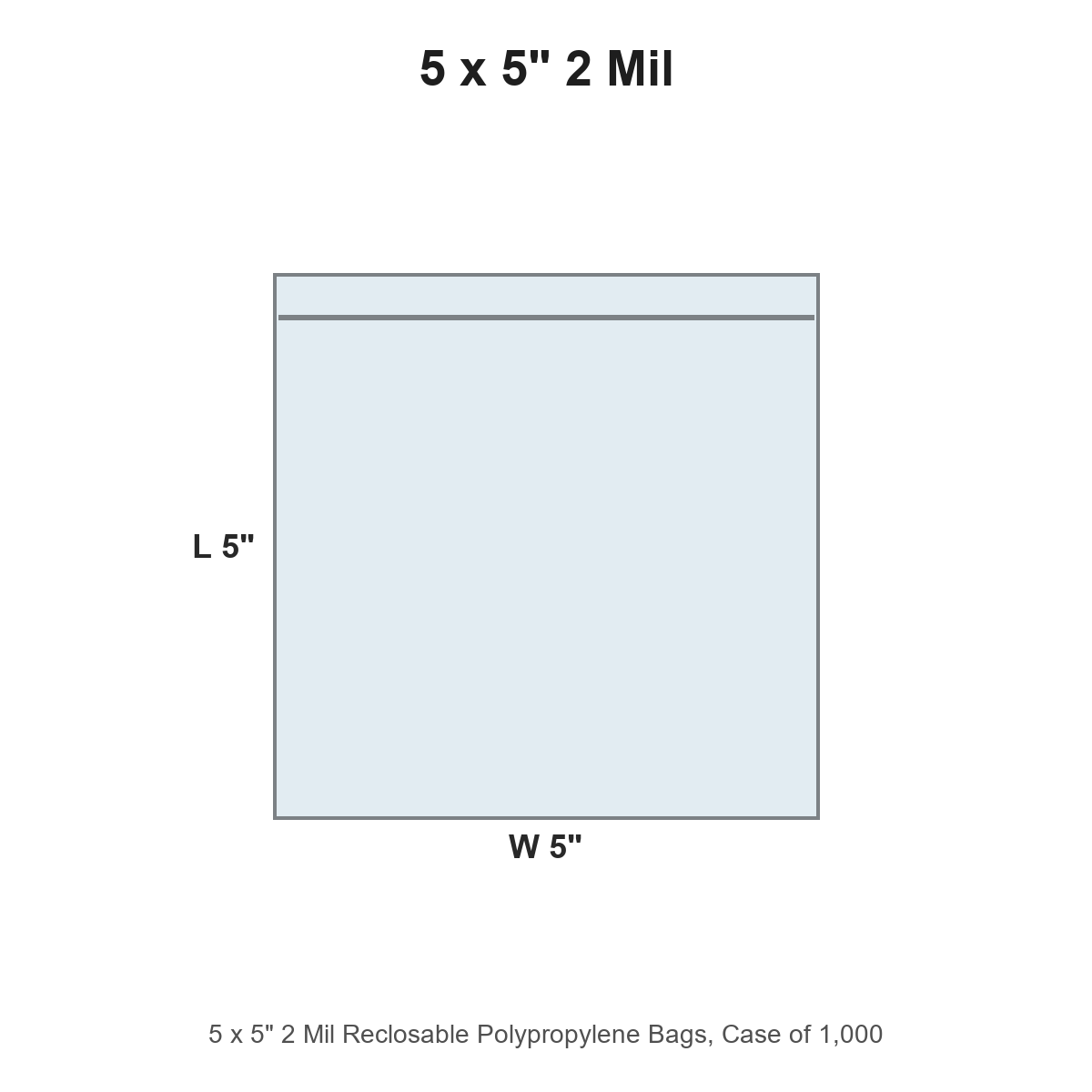 5 x 5" 2 Mil Reclosable Polypropylene Bags