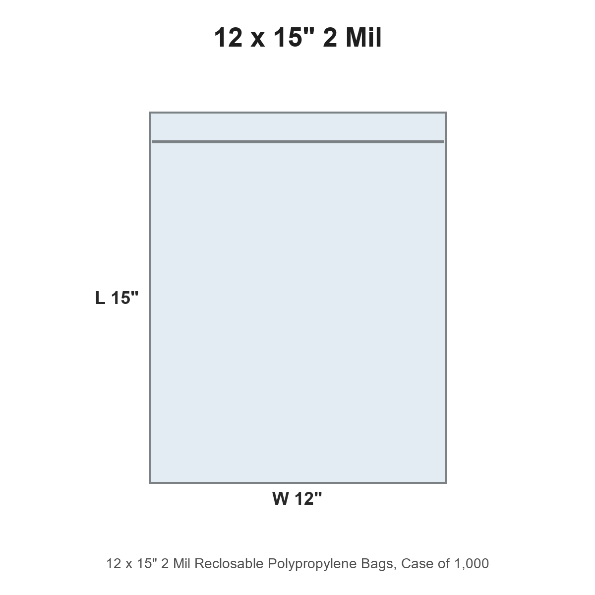 12 x 15" 2 Mil Reclosable Polypropylene Bags