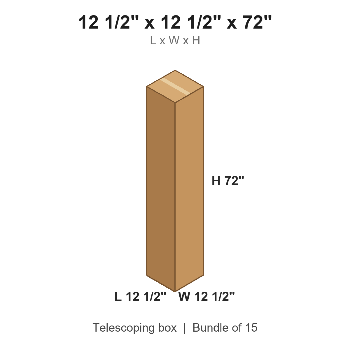 12.5x12.5x72 Telescoping Outer Boxes