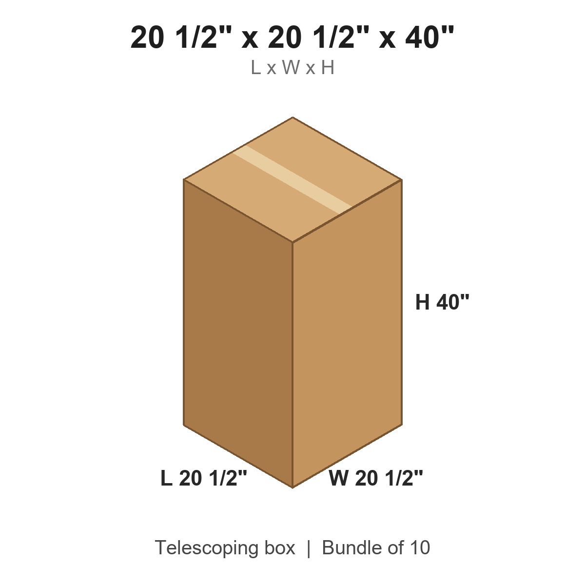 20.5x20.5x40 Telescoping Outer Boxes
