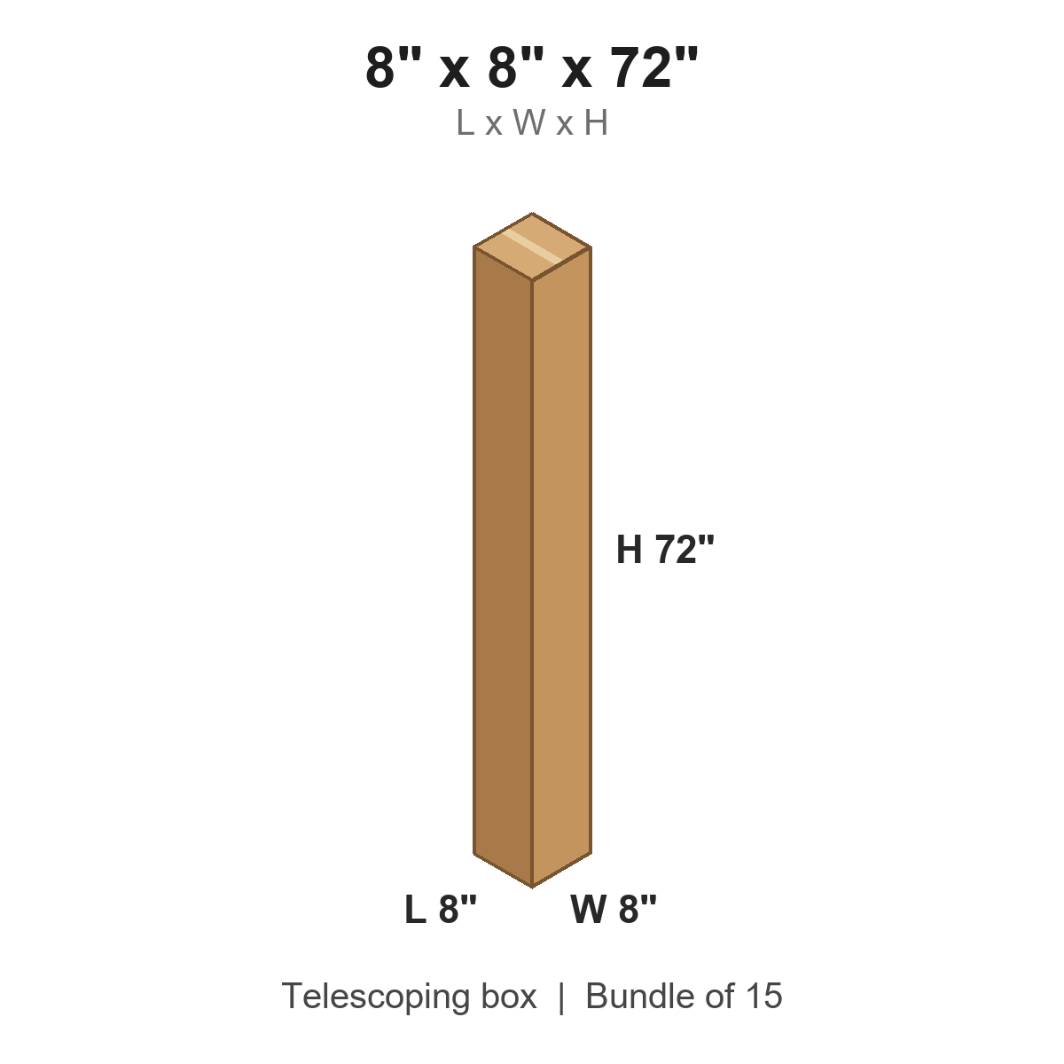 8x8x72 Telescoping Inner Boxes
