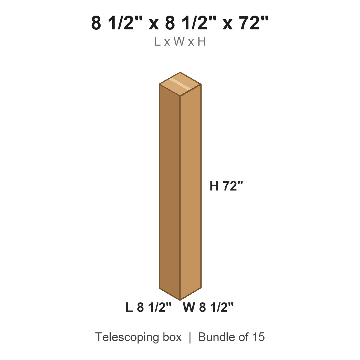 8.5x8.5x72 Telescoping Outer Boxes
