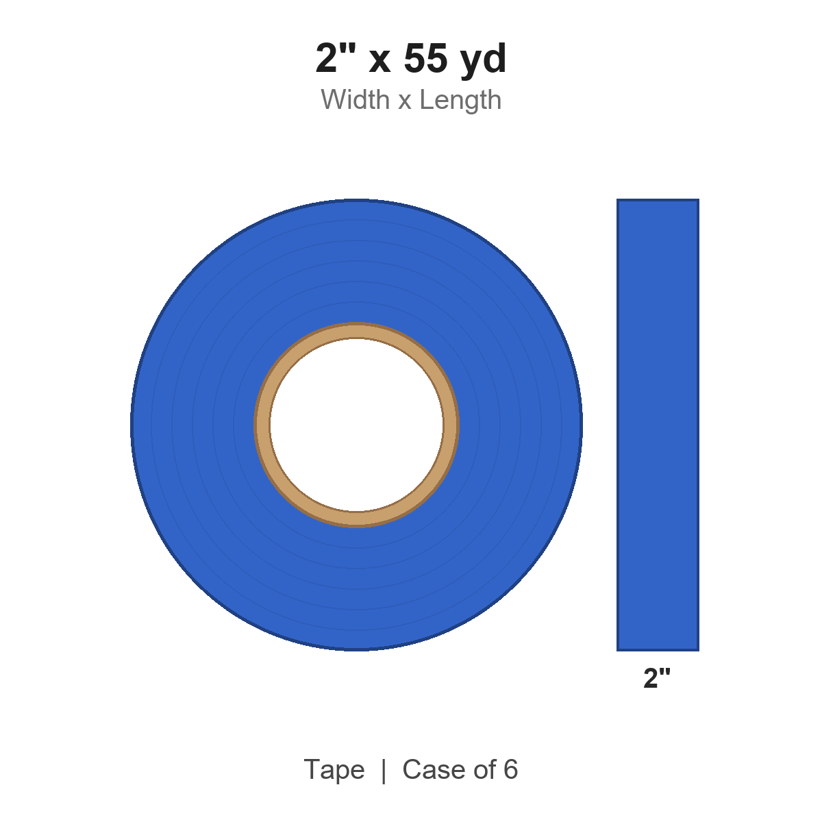 2" x 55 yd Blue Carton Sealing Tape