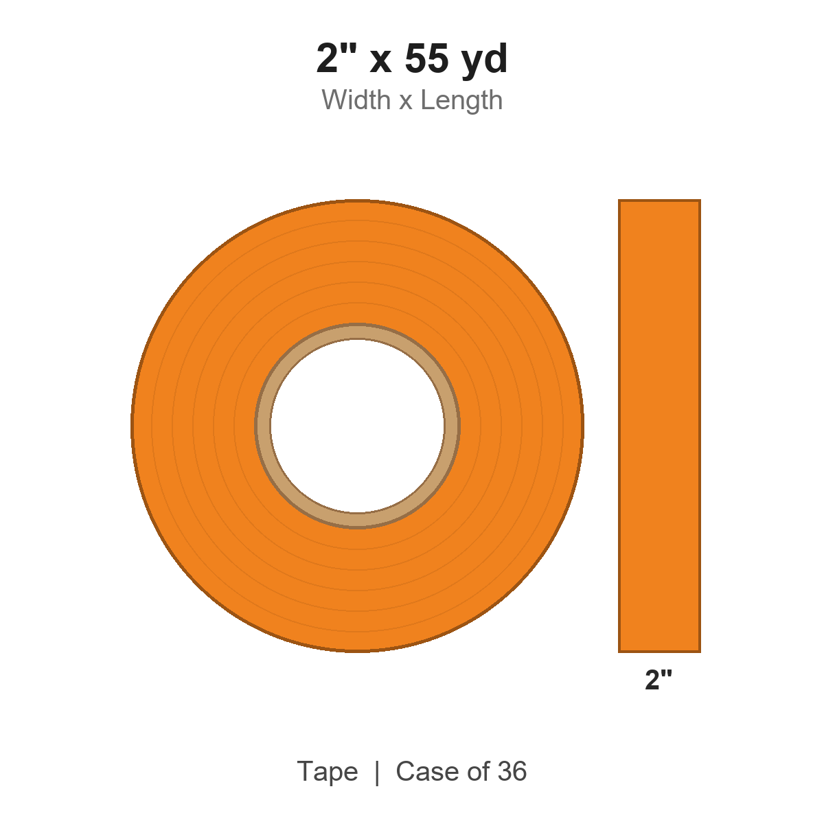 2" x 55 yd Orange Carton Sealing Tape