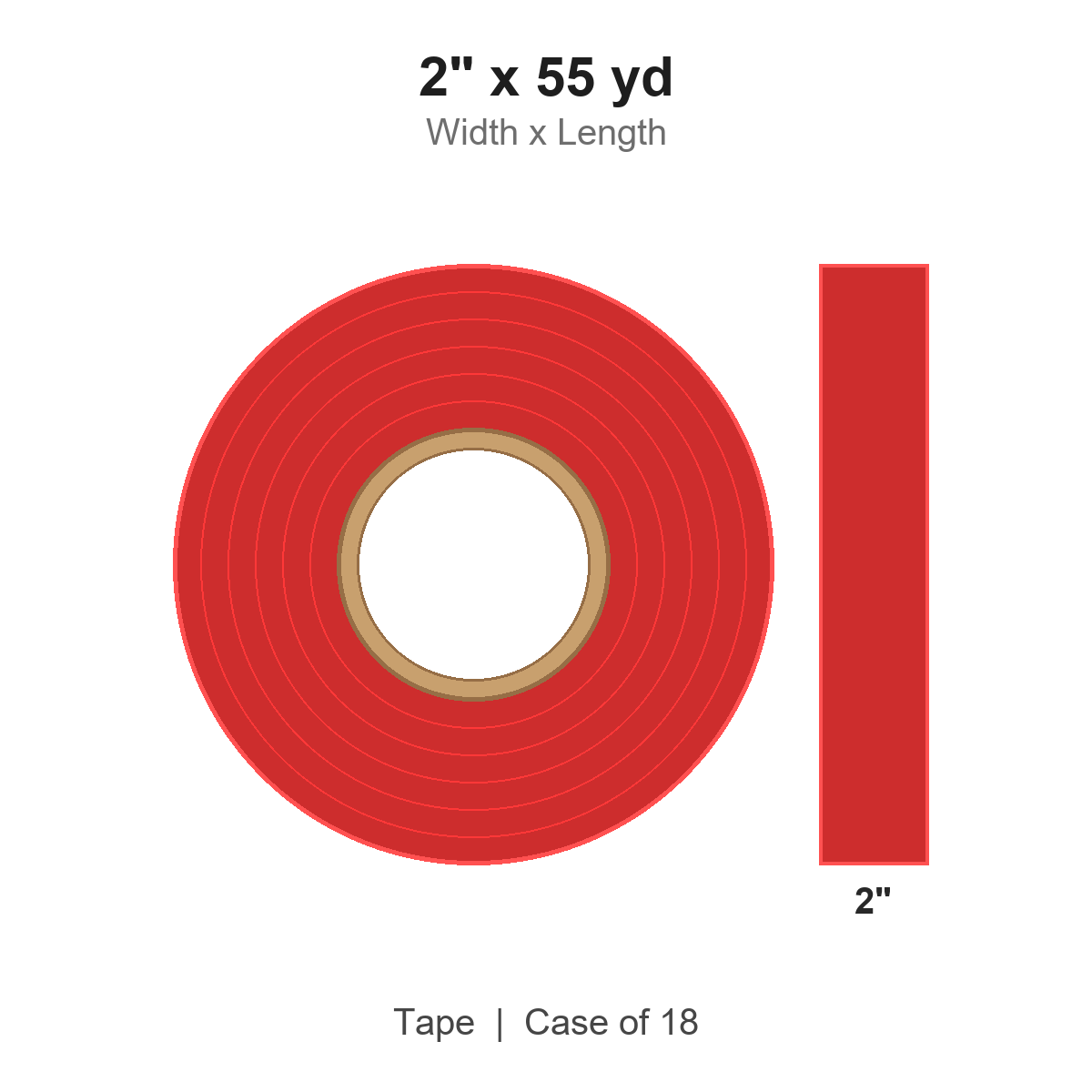 2" x 55 yd Red Carton Sealing Tape